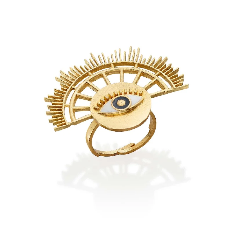 Women’s white gold rings-ROMA NARSINGHANI Gold Sun Eye Ring