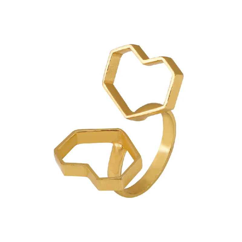 Women’s vintage engagement rings-VARNIKA ARORA Brace- 22K Gold Plated Heart Ring