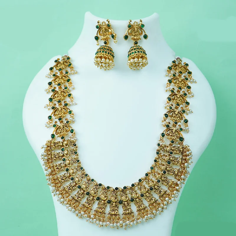 Women’s personalized necklaces-Diksha Collection Gold Plated Temple Necklace Set