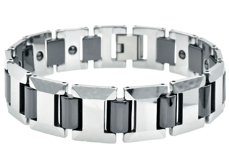 Women’s silver bracelets-Mens I-Link Tungsten Bracelet