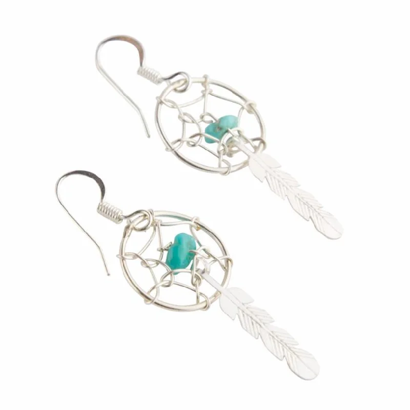 Women’s clip-on earrings-Mini Dreamcatcher Navajo Earrings - Sterling Silver