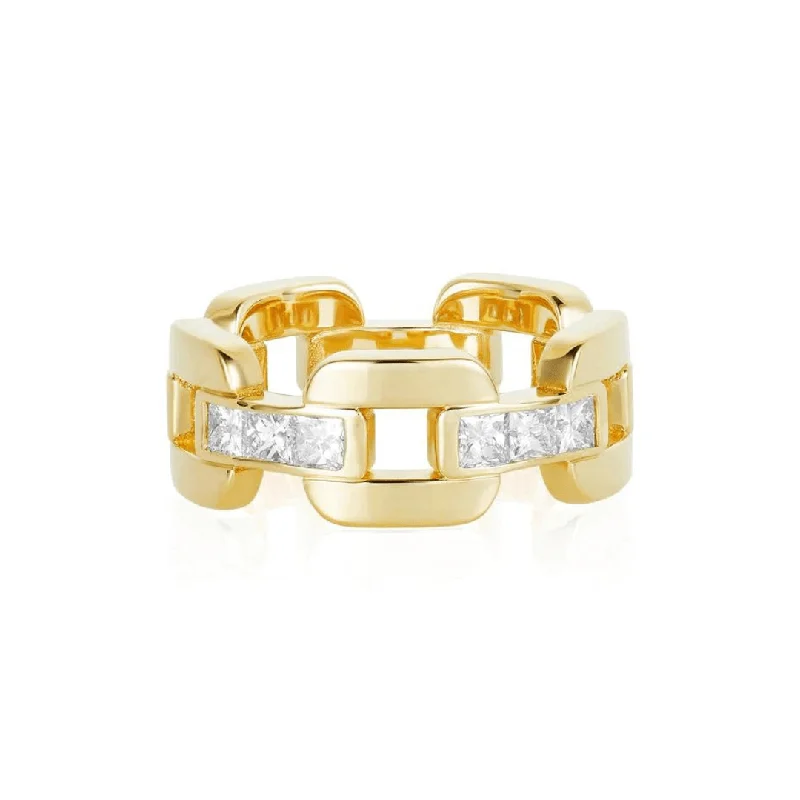 Women’s two-stone rings-Gold Link Band