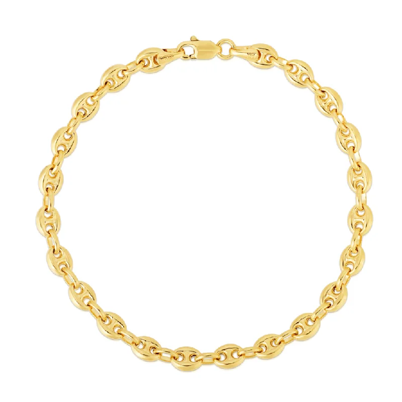 Women’s chic bangles-14K Yellow Gold Puffed Mariner Chain Bracelet