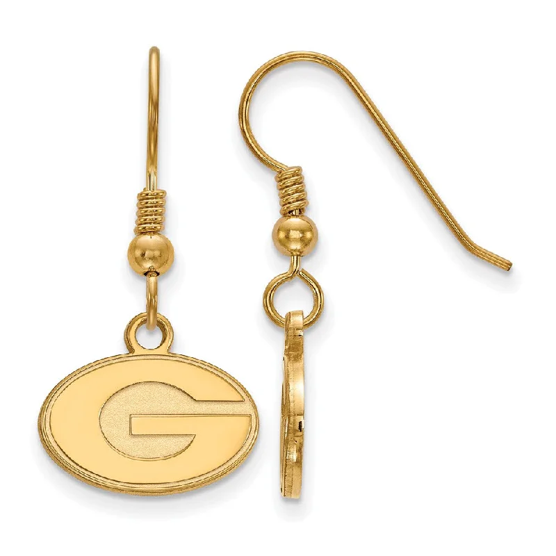 Women’s art deco earrings-14k Gold Plated Silver Univ. of Georgia XS (Tiny) Dangle Earrings