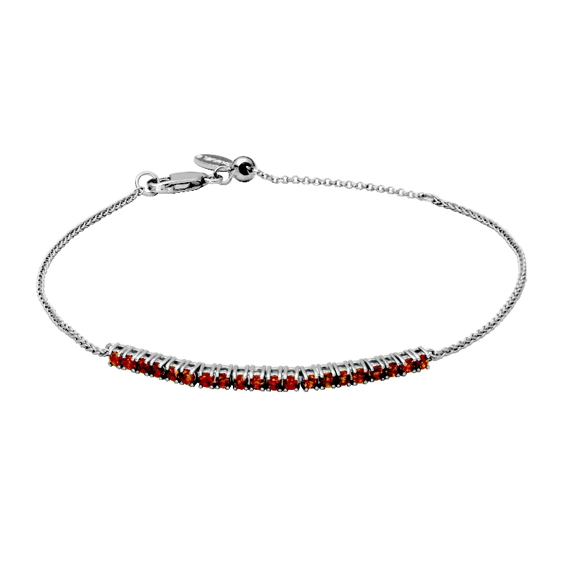 Women’s sparkling bracelets-Sterling Silver Garnet Bolo Bracelet by Samuel B.