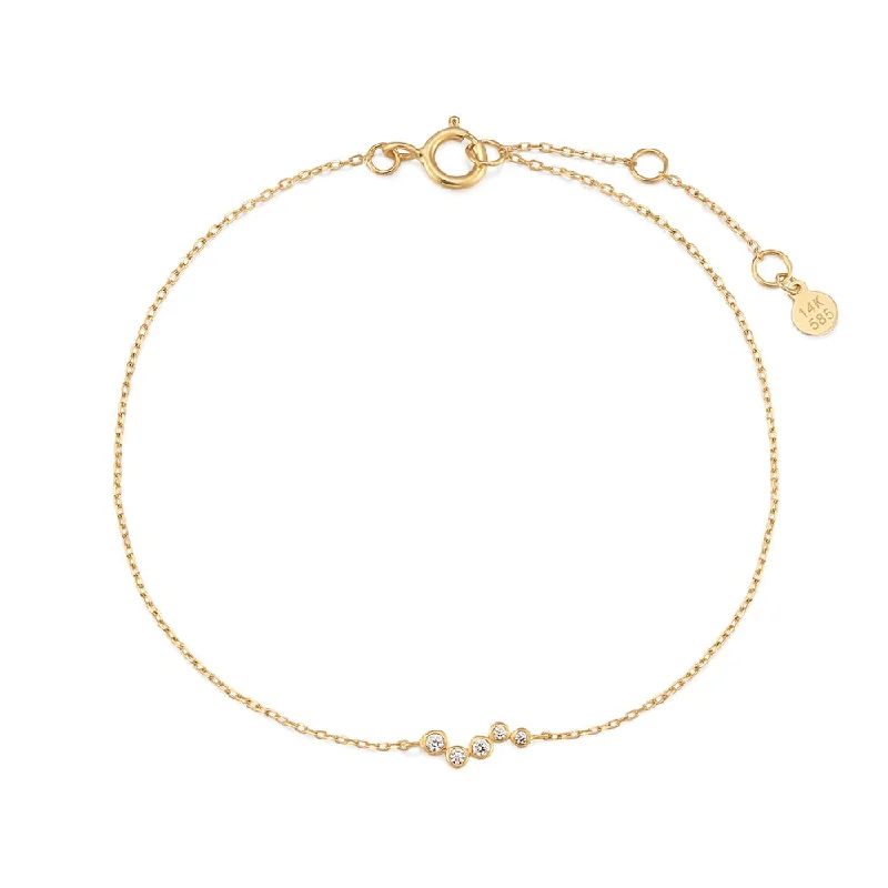 Women’s pearl bracelets-14K Yellow Gold Diamond Bubble Bar Bracelet by Aurelie Gi