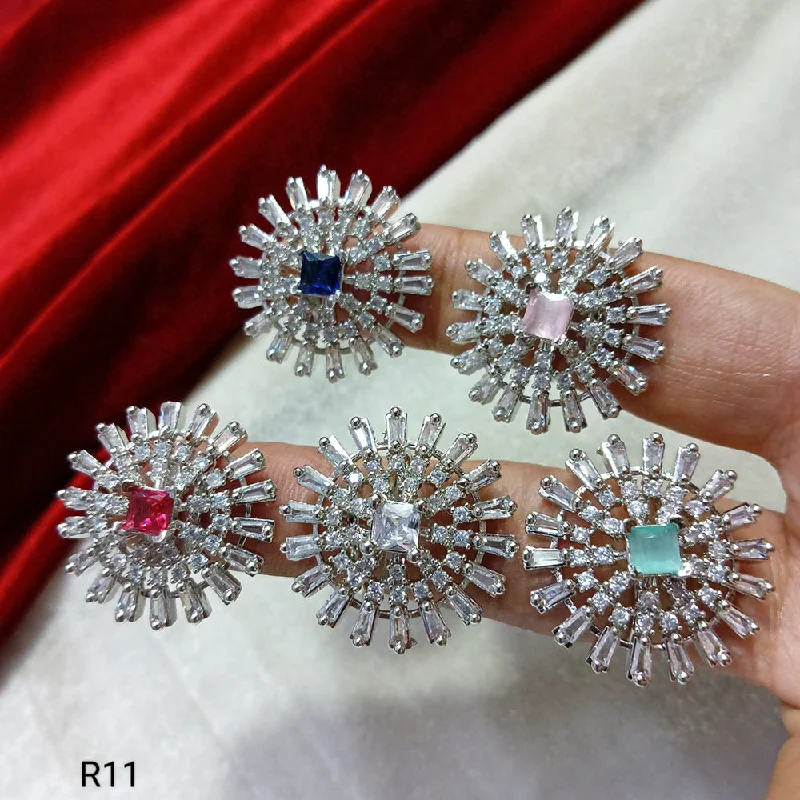 Women’s cushion cut rings-Manisha Jewellery Silver Plated AD Stone Rings