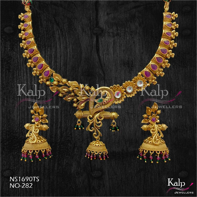 Women’s pearl necklaces-Kalp Jewellers Copper Gold Plated Necklace Set