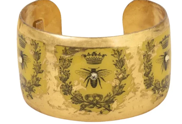 Women’s exotic bracelets-22K Gold Leaf Queen Bee Cuff Bracelet by Evocateur