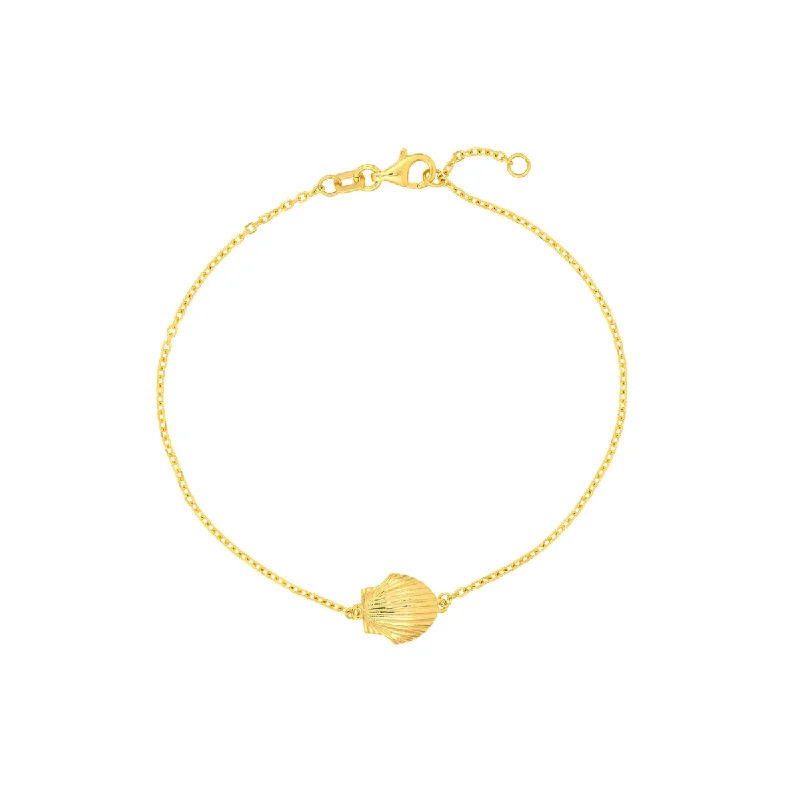 Women’s round bangles-14K Yellow Gold Adjustable Seashell Bracelet by Midas Chain