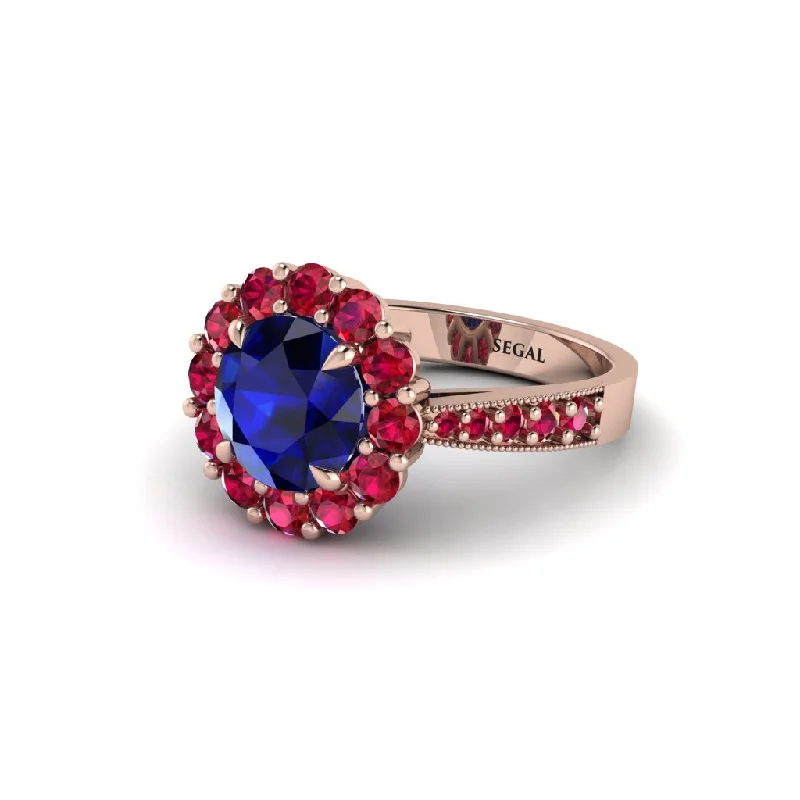 Women’s engagement rings with sapphires-Ruby Round Halo Engagement Ring - Unity No. 59