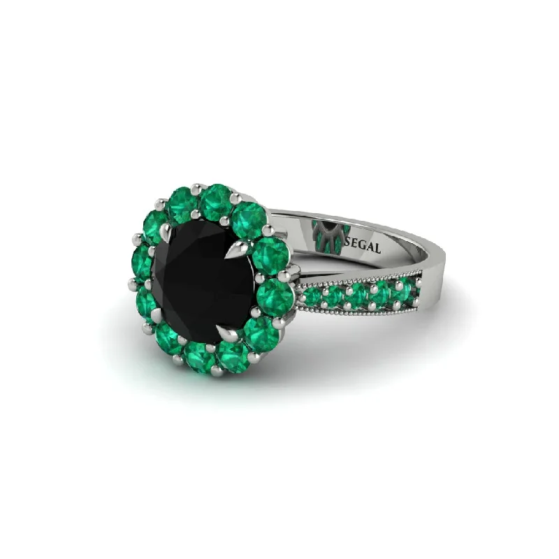 Women’s stackable engagement rings-Emerald Round Halo Engagement Ring - Unity No. 24