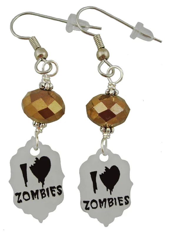 Women’s rhinestone earrings-I Heart Zombies Earrings