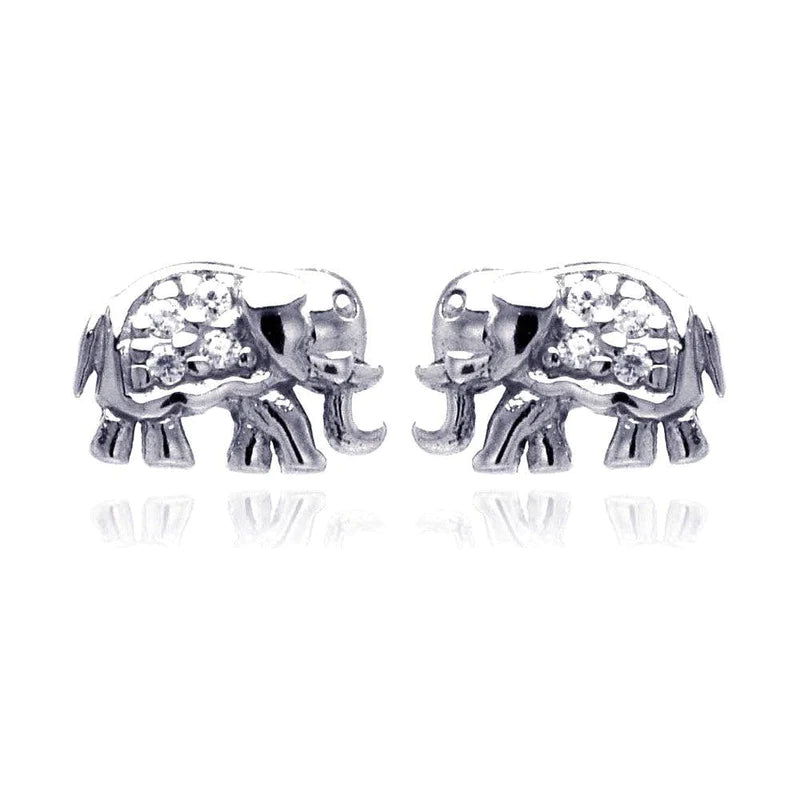 Women’s creative earrings-Silver 925 Rhodium Plated Elephant Cluster CZ Stud Earrings