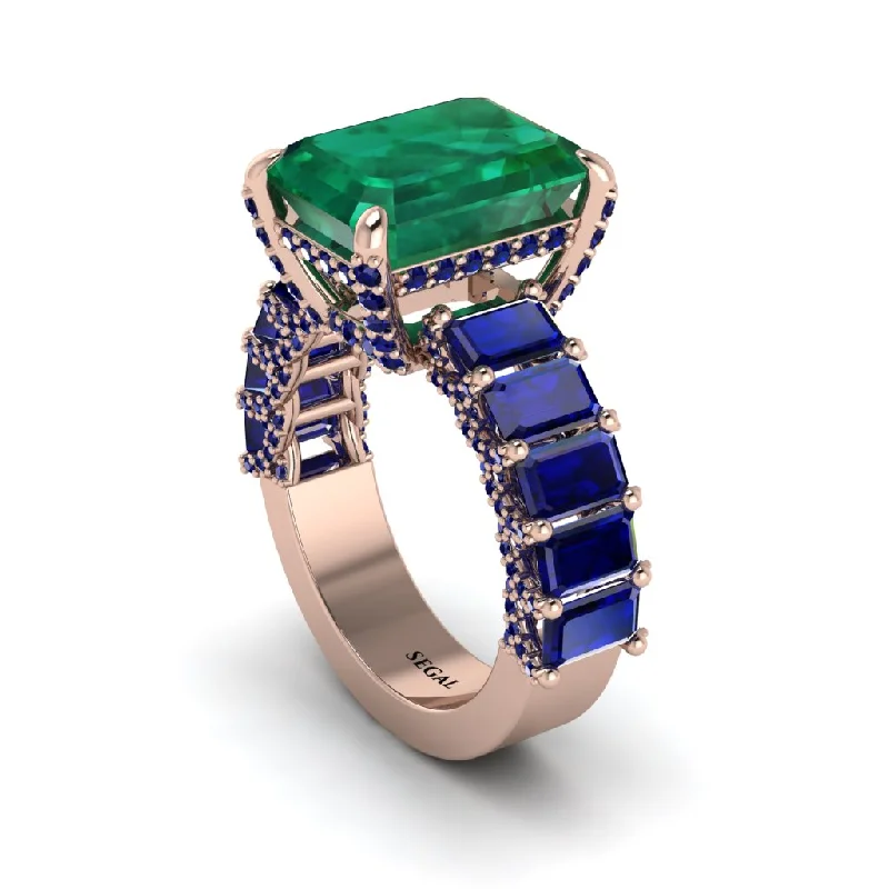 Women’s engagement rings with twisted band design-Luxury Emerald Cut Emerald Engagement Ring - Nadia No. 65