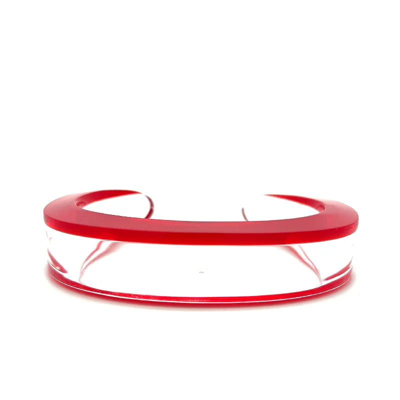 Women’s gemstone bracelets-Red Lucite Cuff Bracelet