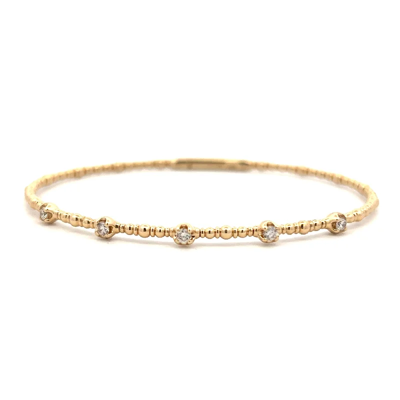 Women’s festive bangles-14K Yellow Gold 0.26ctw Round Diamond Station Bangle Bracelet