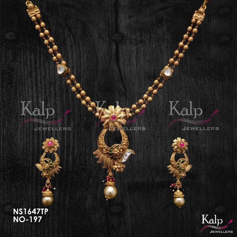 Women’s tennis necklaces-Kalp Jewellers Copper Gold Plated Necklace Set