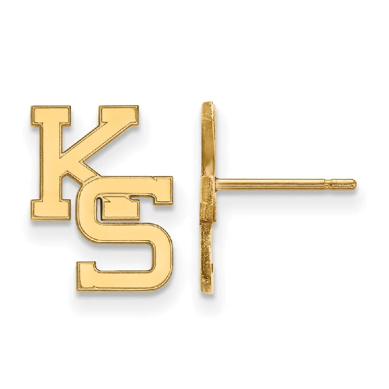 Women’s crystal stud earrings-10k Yellow Gold Kansas State University Small Post Earrings