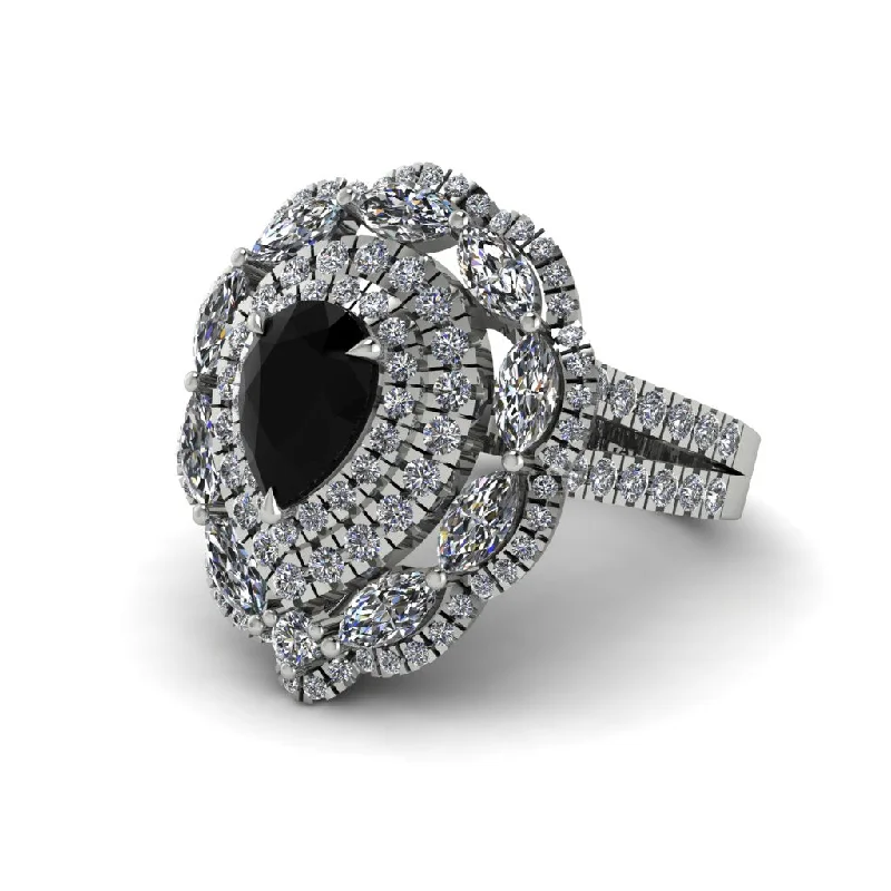 Women’s engagement rings with intricate detailing-Diamond Multi Halo Pear Center Engagement Ring - Moira No. 9