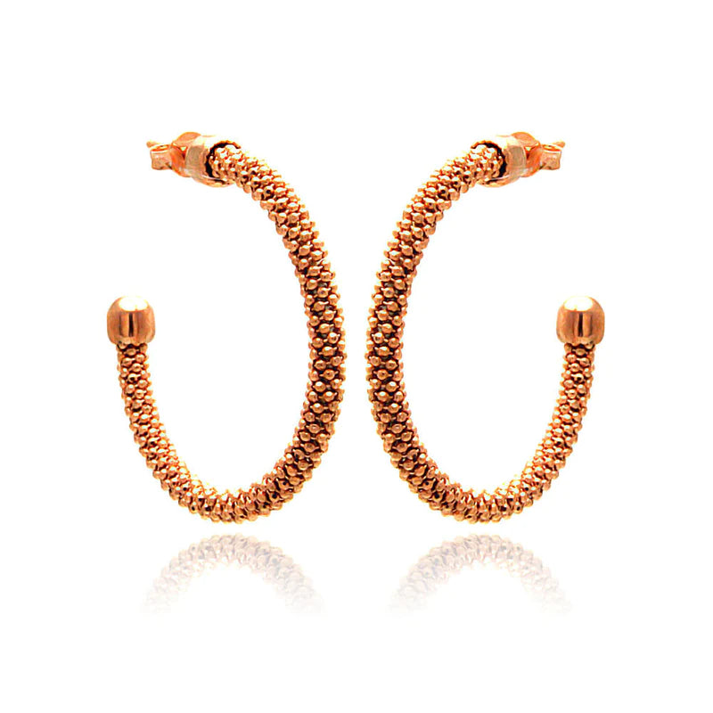 Women’s platinum earrings-Silver 925 Rose Gold Plated Hoop Earrings