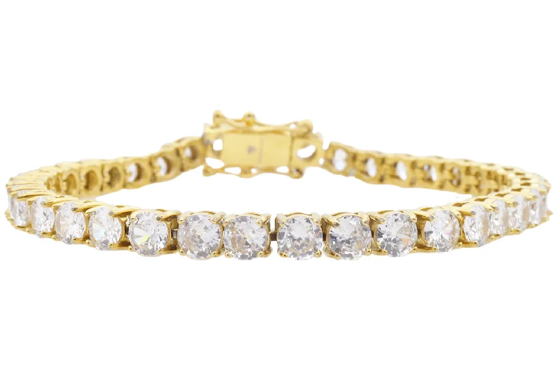 Women’s festive bangles-Mens Gold Stainless Steel Chain Bracelet With Cubic Zirconia