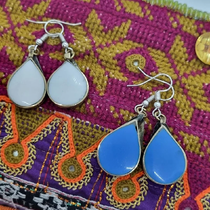 Women’s celestial earrings-Lightweight Tribal Stone Earrings