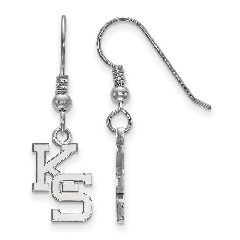 Women’s turquoise earrings-Sterling Silver Kansas State University Small 'KS' Dangle Earrings