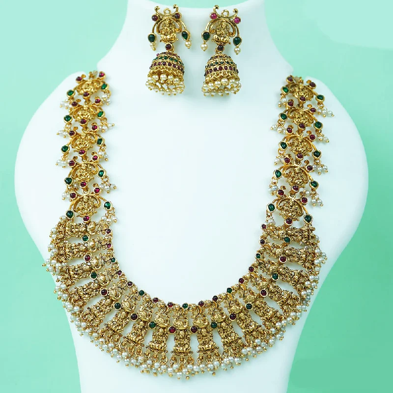 Women’s everyday necklaces-Diksha Collection Gold Plated Temple Necklace Set