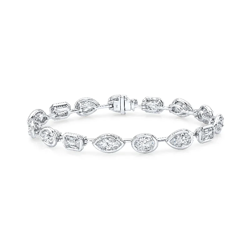 Women’s silver bracelets-Mixed-Cut Diamond Bracelet