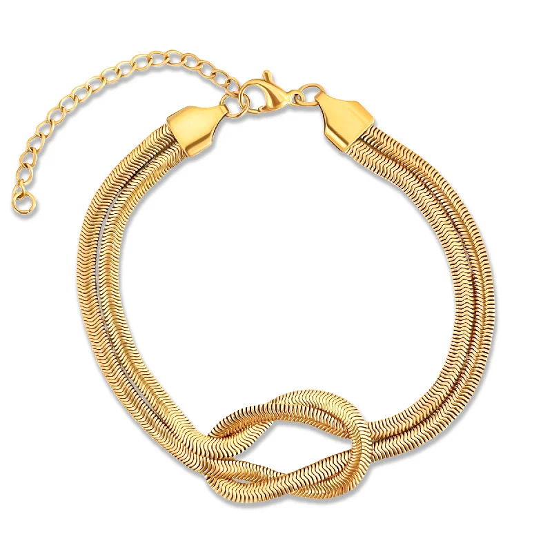 Women’s cuff bangles-Rhodes Knotted Snake Chain Bracelet