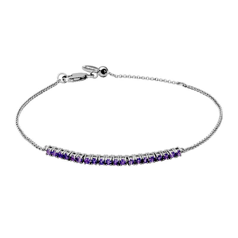 Women’s engraved bracelets-Sterling Silver African Amethyst Bolo Bracelet by Samuel B.