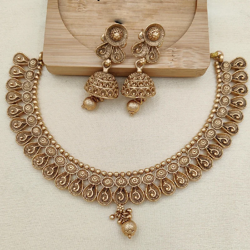 Women’s layered necklaces-Jewel Addiction Copper Rajwadi Finish Pota Stone Necklace Set