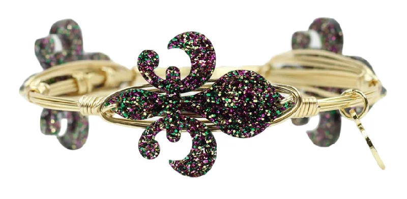 Women’s pearl bangles-The Fleur De Lis Bangle Bracelet - Glitter