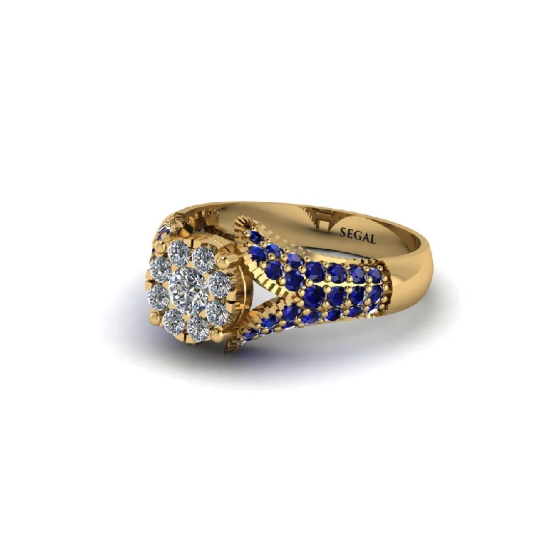 Women’s engagement rings with classic appeal-Sapphire Floral Cluster Engagement Ring  - Penelope No. 61