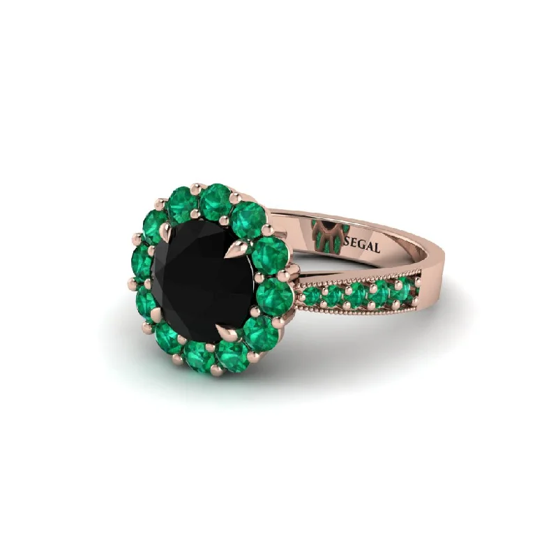 Women’s engagement rings with side stones-Emerald Round Halo Engagement Ring - Unity No. 23