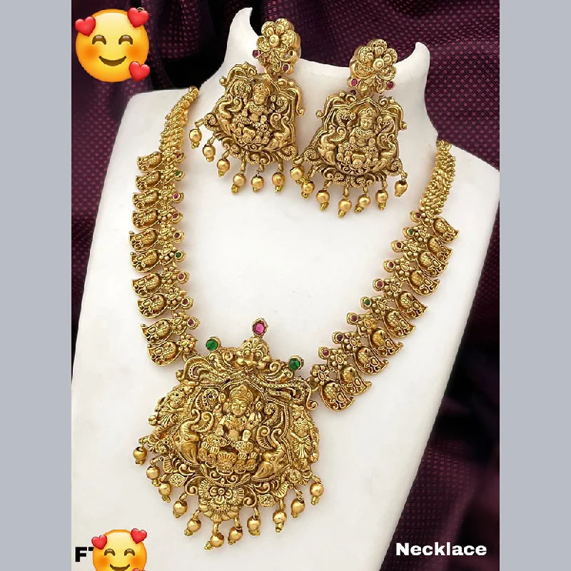 Women’s initial necklaces-Manisha Jewellery Gold Plated Temple Necklace Set