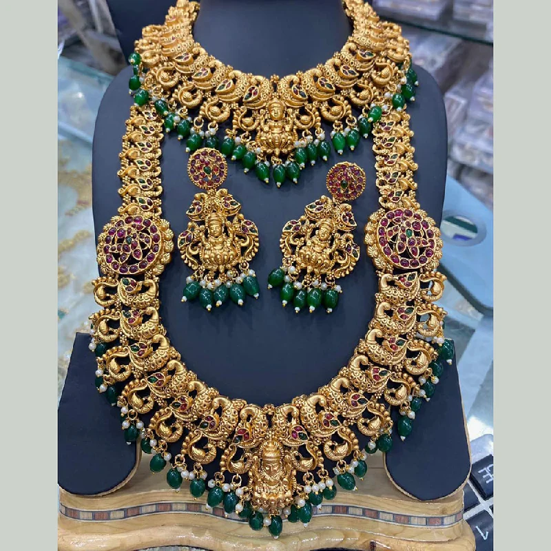 Women’s moon necklaces-Manisha Jewellery Gold Plated Temple Double Necklace Set