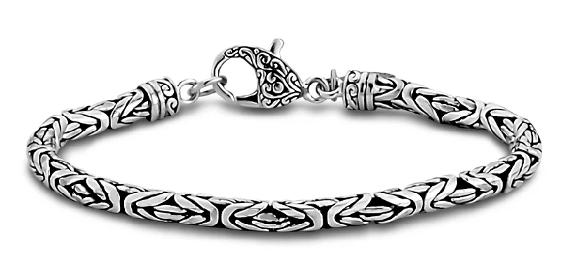 Women’s vintage bracelets-Sterling Silver Byzantine Chain Bracelet by Samuel B.