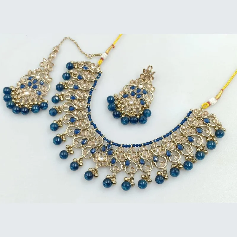 Women’s stylish necklaces-Manisha Jewellery Gold Plated Crystal Stone And Beads Pearls Necklace Set