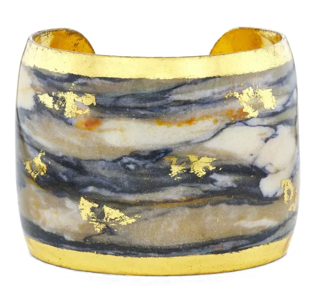 Women’s colorful bracelets-22K Gold Leaf Marble Cuff Bracelet by Evocateur