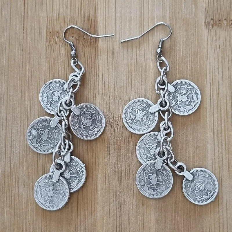 Women’s wedding earrings-Anatolian Boho Chandelier Earrings - "Turkish Coins"