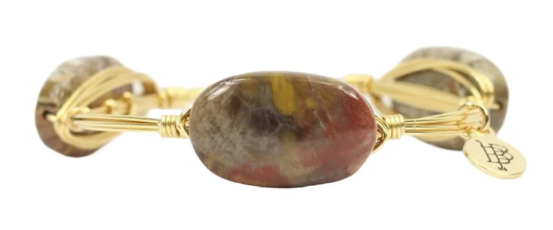 Women’s braided bracelets-Cherry Creek Agate Bangle Bracelet