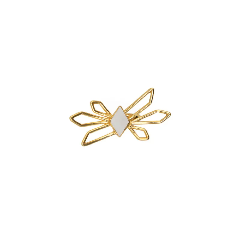 Women’s trendy gold rings-VARNIKA ARORA Shubra White Ring