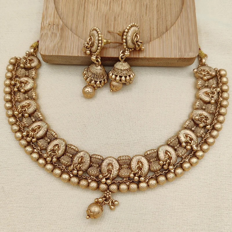 Women’s gold plated necklaces-Jewel Addiction Copper Rajwadi Finish Pota Stone Necklace Set