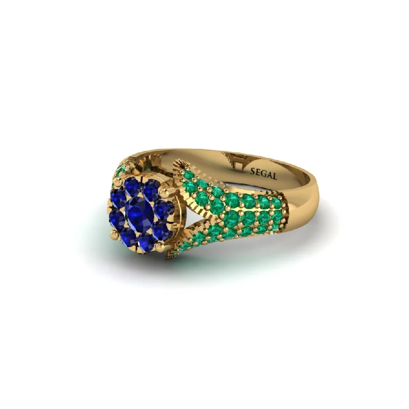 Women’s engagement rings with sapphire accents-Emerald Floral Cluster Engagement Ring  - Penelope No. 28