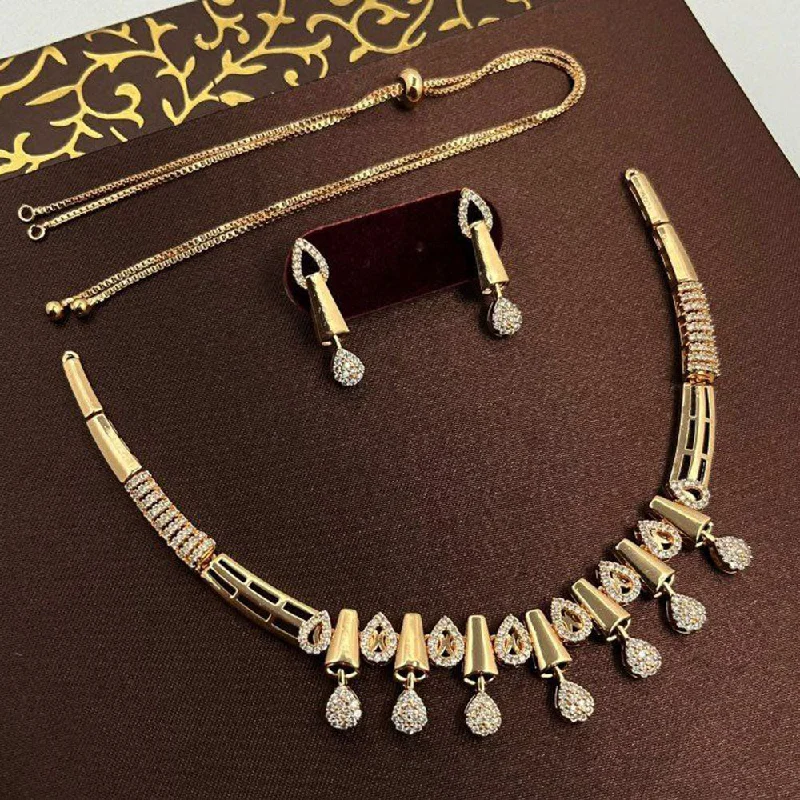 Women’s custom necklaces-Aamrapali Gold Plated Austrian Stone Necklace Set