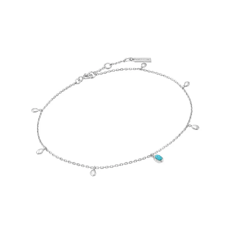 Women’s wide bangles-Sterling Silver Synthetic Turquoise Drop Station Bracelet by Ania Haie