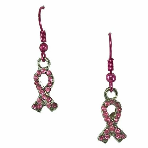 Women’s contemporary earrings-Breast Cancer Awareness Earrings