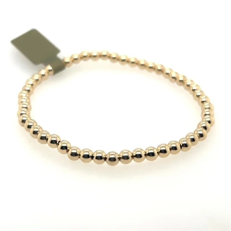 Women’s luxury leather bracelets-4mm Gold Filled Bead Stretch Bracelet by Dee Berkley